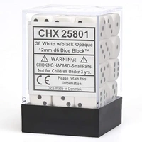 CHX 25801 Opaque 12mm d6 White/Black Block (36)