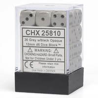 CHX 25810 Opaque 12mm d6 Dark Grey/Black Block (36)