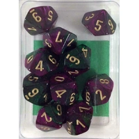 CHX 26234 Gemini Polyhedral Green-Purple/Gold Set of Ten d10s