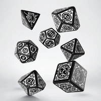 Q Workshop - Steampunk Black & White Clockwork Dice Set 7