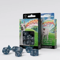 Q Workshop - Llama Glittering Dark Blue And White Dice Set 7