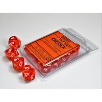 CHX 23273 Translucent Orange/white Set of Ten d10s