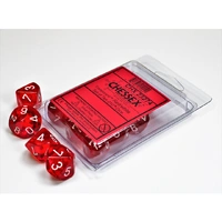 CHX 23274 Translucent Red/white Set of Ten d10s