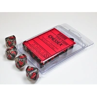 CHX 23288 Translucent Smoke/red Set of Ten d10s