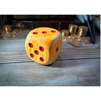 CHX DF5053 Festive Sunburst/red 50mm d6 dice w/pips