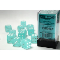 CHX 27605 Frosted Teal/white 16mm d6 Dice Block (12 dice)