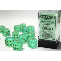 CHX 27625 Borealis Light Green/gold 16mm d6 Dice Block (12 dice)