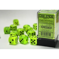 CHX 27630 Vortex Bright Green/black 16mm d6 Dice Block (12 dice)