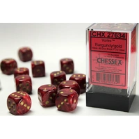 CHX 27634 Vortex Burgundy/gold 16mm d6 Dice Block (12 dice)