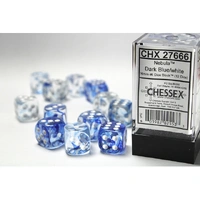 CHX 27666 Nebula Dark Blue/white 16mm d6 Dice Block (12 dice)