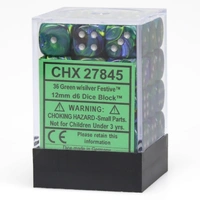 CHX 27845 Festive 12mm d6 Green/Silver Block (36)