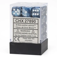 CHX 27890 Lustrous 12mm d6 Slate/White Block (36)