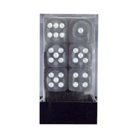 CHX LE409 Frosted 16mm d6 Smoke/white Dice Block (12 dice)