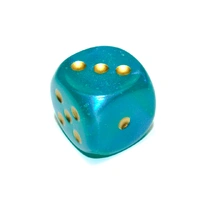 CHX DB3085 Borealis Teal/gold Luminary 30mm d6 dice w/pips