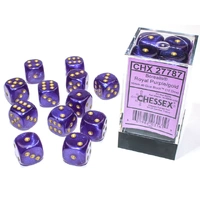CHX 27787 Borealis Royal Purple/gold Luminary 16mm d6 Dice Block (12 dice)