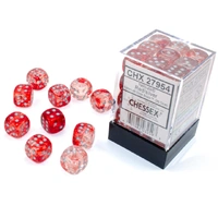 CHX 27954 Nebula Red/silver Luminary 12mm d6 Dice Block (36 dice)