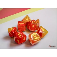 CHX 30051 Gemini Gellow-Red/yellow Polyhedral Luminary 7-Dice Set (with bonus die)