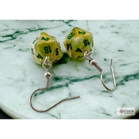 CHX 54203 Hook Earrings Marble Green Mini-Poly d20 Pair