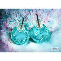 CHX 54502 Stud Earrings Translucent Teal Mini-Poly d20 Pair