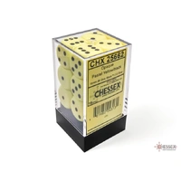 CHX 25662 Opaque 16mm d6 Pastel Yellow/black Dice Block (12 dice)