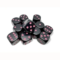 CHX 25648 Opaque 16mm d6 Black/pink Dice Block (12 dice)
