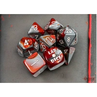 CHX 30066 Gemini Red-Steel/white Polyhedral 7-Dice Set (with bonus die)