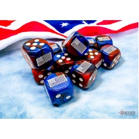 CHX 29065 United States War Dice Gemini Blue-Red/white 16mm d6 Dice Block (12 dice)