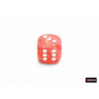 CHX DF3033 Festive Dahlia/white Luminary 30mm d6 dice w/pips