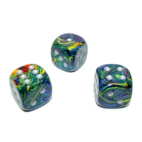 CHX DF2065 Festive Green/silver 20mm d6 dice w/pips