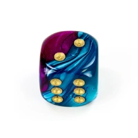 CHX DG2049 Gemini Purple-Teal/gold 20mm d6 dice w/pips