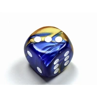 CHX DG3022 Gemini Blue-Gold/white 30mm d6 dice w/pips