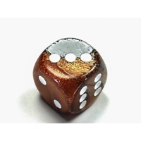 CHX DG3024 Gemini Copper-Steel/white 30mm d6 dice w/pips