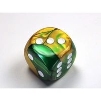 CHX DG3025 Gemini Gold-Green/white 30mm d6 dice w/pips