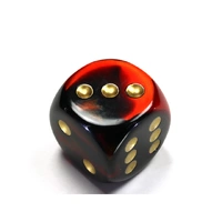 CHX DG3033 Gemini Black-Red/gold 30mm d6 dice w/pips