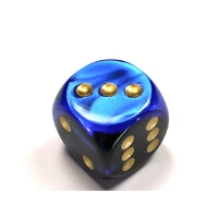 CHX DG3035 Gemini Black-Blue/gold 30mm d6 dice w/pips
