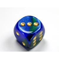CHX DG3036 Gemini Blue-Green/gold 30mm d6 dice w/pips