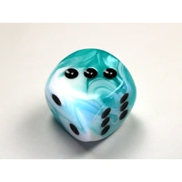 CHX DG3044 Gemini Teal-White/black 30mm d6 dice w/pips