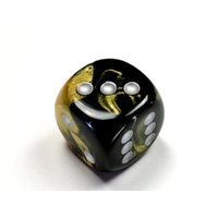 CHX DG3051 Gemini Black-Gold/silver 30mm d6 dice w/pips