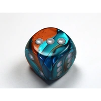 CHX DG3053 Gemini Copper-Teal/silver 30mm d6 dice w/pips