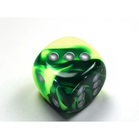 CHX DG3054 Gemini Green-Yellow/silver 30mm d6 dice w/pips