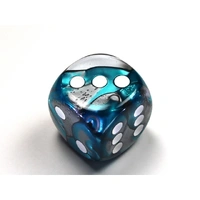 CHX DG3056 Gemini Steel-Teal/white 30mm d6 dice w/pips