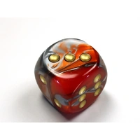 CHX DG3061 Gemini Orange-Steel/gold 30mm d6 dice w/pips