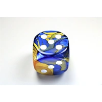 CHX DG5022 Gemini Blue-Gold/white 50mm d6 dice w/pips