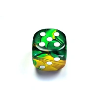 CHX DG5025 Gemini Gold-Green/white 50mm d6 dice w/pips