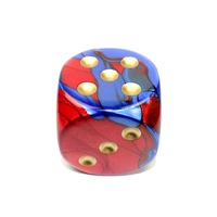 CHX DG5029 Gemini Blue-Red/gold 50mm d6 dice w/pips