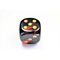 CHX DG5033 Gemini Black-Red/gold 50mm d6 dice w/pips