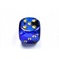 CHX DG5035 Gemini Black-Blue/gold 50mm d6 dice w/pips