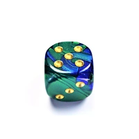 CHX DG5036 Gemini Blue-Green/gold 50mm d6 dice w/pips