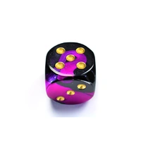 CHX DG5040 Gemini Black-Purple/gold 50mm d6 dice w/pips