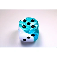 CHX DG5044 Gemini Teal-White/black 50mm d6 dice w/pips